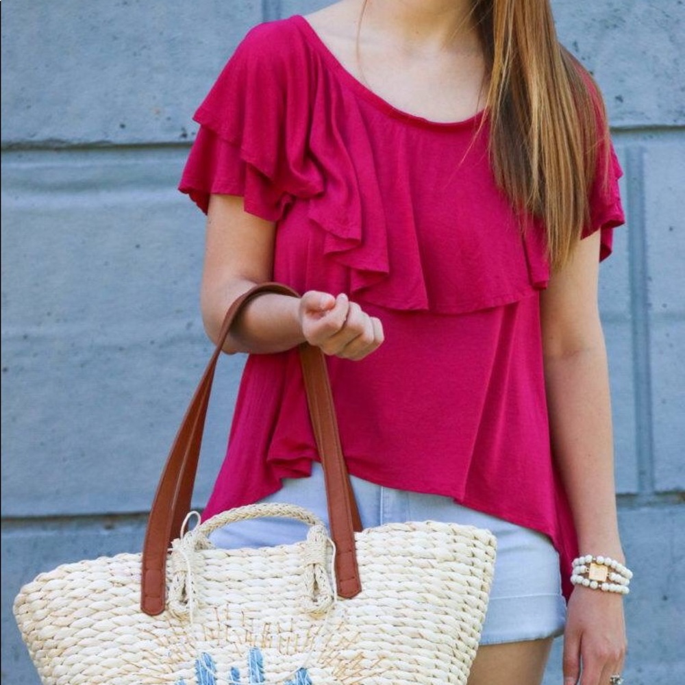 High low ruffle off the shoulder top